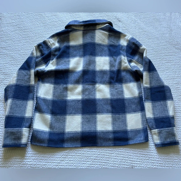 BB Dakota Steve Madden Blue White Plaid Flannel Shacket Buffalo Check - Picture 8 of 9